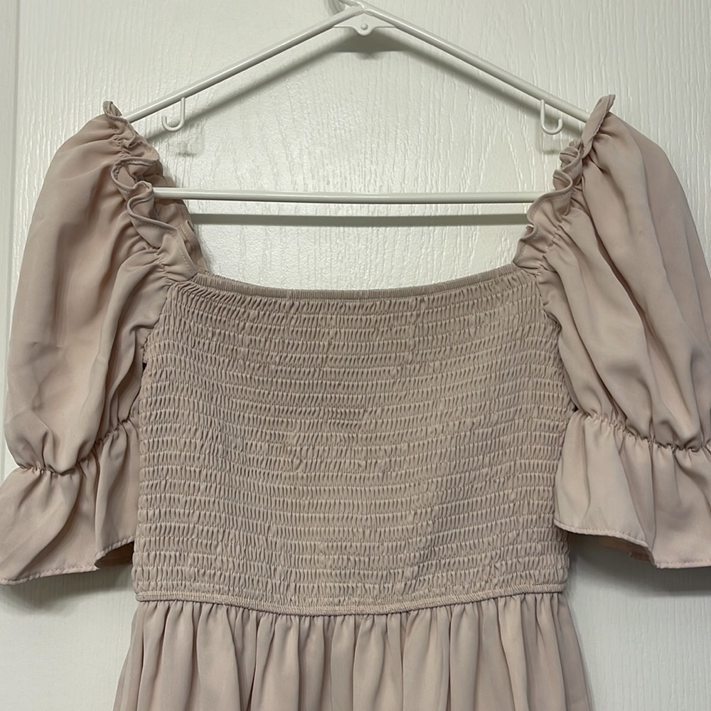 Summer Dress Off Shoulder Puff Sleeve Beach Flowy Dress Size Med EUC #6027 - Picture 3 of 4